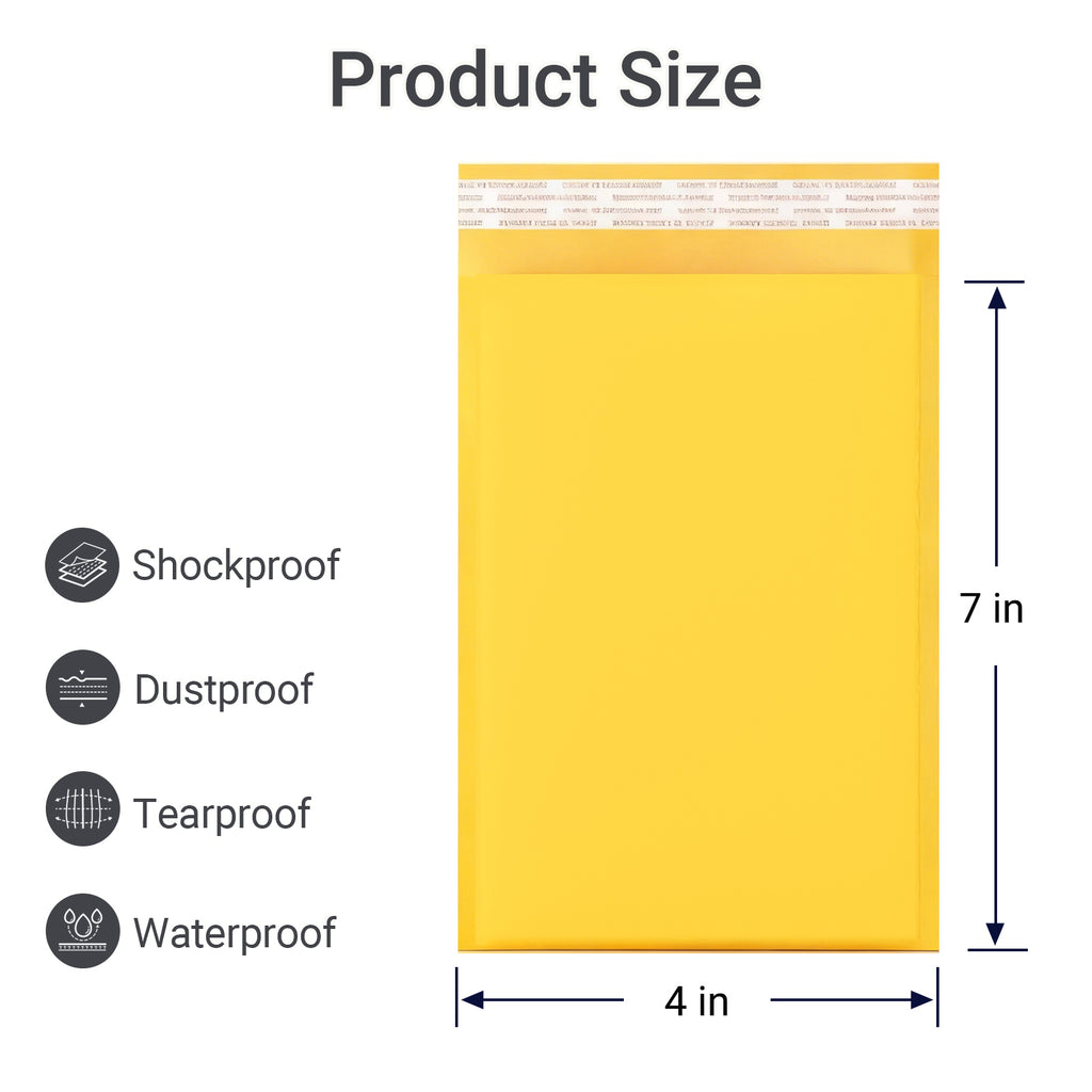 LULUPACK Kraft Bubble Mailers 4 x 7 Inch